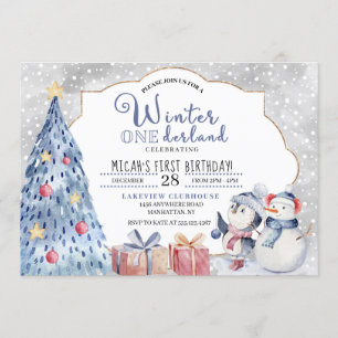 Convite Natal do Primeiro Aniversário de inverno em Onede
