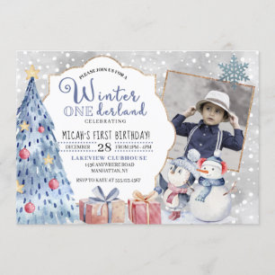 Convite Natal do Primeiro Aniversário de inverno em Onede