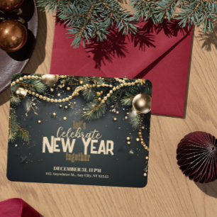 Convite Natal elegante Garland Luxurioso Ano Novo