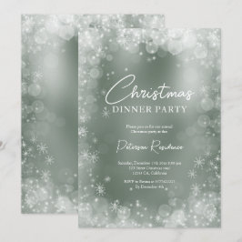 Convite Natal elegante para neve esfestiva verde branca