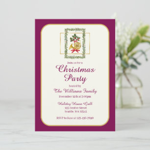 Convite Natal Elegante Trompa Francesa Roxo