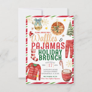 Convite Natal Elegante Waffle Pajamas Holiday Brunch