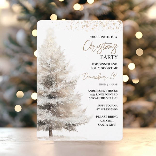 Convite Natal em Aquarela Neutra Elegante (Criador carregado)
