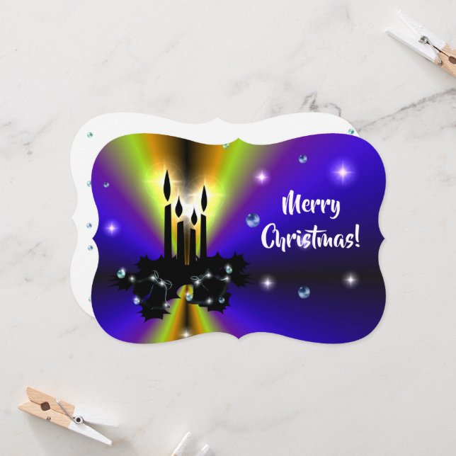 Convite Natal em Arco-Íris Roxo Amarelo com Pérolas (Frente/Verso In Situ)