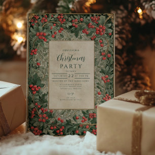 Convite Natal em Bagas Vermelhas Vintage