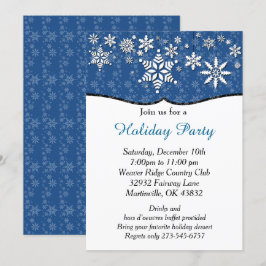 Convite Natal em Floco de Neve Azul e Branco