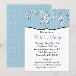 Convite Natal em Floco de Neve Azul e Branco