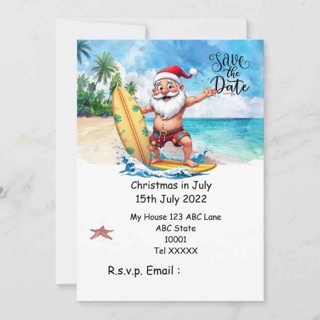 Convite Natal em Julho com PAPAI NOEL Reserve a data (Frente)