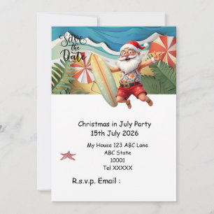 Convite Natal em julho com PAPAI NOEL Salve a data