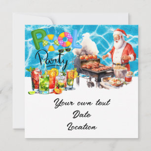 Convite Natal em julho com Papais noeis no feriado de prai