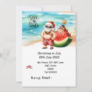Convite Natal em julho com SANTA CLAUS Salve a data