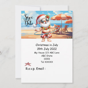 Convite Natal em julho com SANTA CLAUS Salve a data