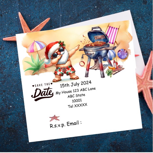 Convite Natal em julho com SANTA CLAUS Salve a data (Criador carregado)