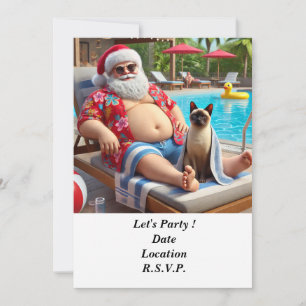 Convite Natal em julho Festa de Piscina com Papai Noel