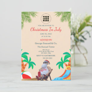 Convite Natal em julho Nome e logotipo personalizados da
