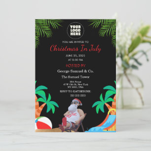 Convite Natal em julho Nome e logotipo personalizados da