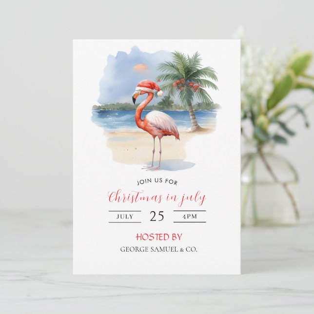 Convite Natal em julho Nome personalizado da empresa Logot (Em pé/Frente)