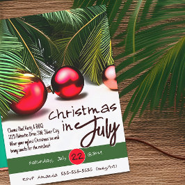 Convite Natal Em Julho Palmeira Enfeites Vermelhos Tropica