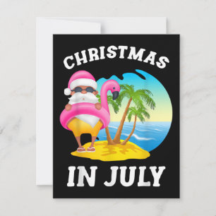 Convite Natal Em Julho Papai Noel Flamingo Piscina Verão