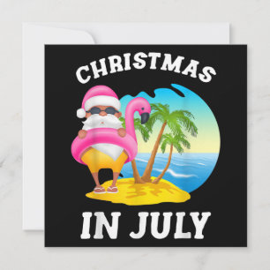 Convite Natal Em Julho Papai Noel Flamingo Piscina Verão