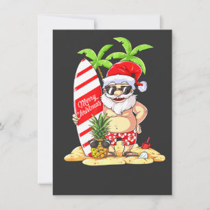 Convite Natal Em Julho Papai Noel Surf Havaiano Homem Verã
