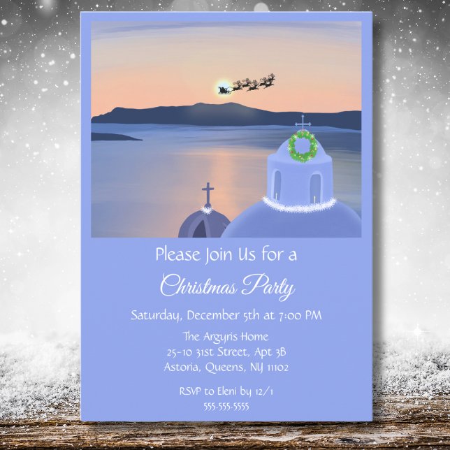 Convite Natal em Santorini, Grécia com Papai Noel (Criador carregado)