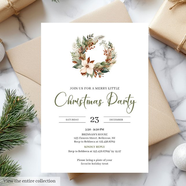 Convite Natal Escandinavo Terroso Oliva Marrom Claro (Scandinavian Earthy Olive Light Brown Christmas Party)