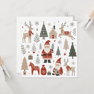 Convite Natal Escandinavo Vintage Papai Noel Rena