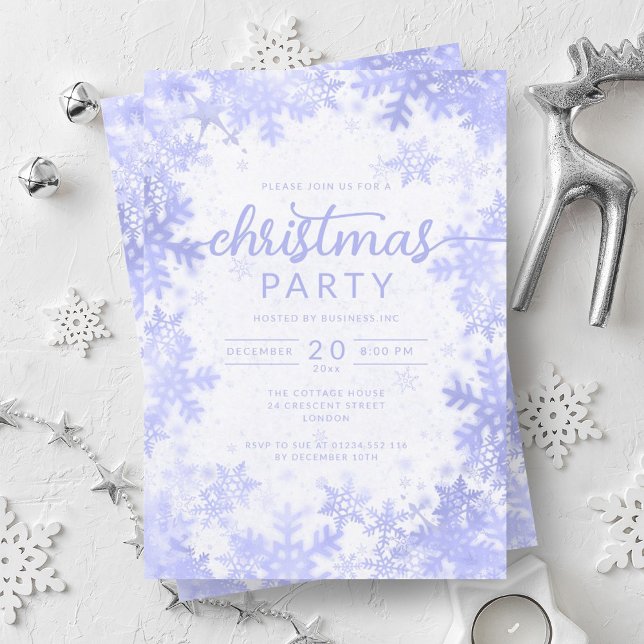 Convite Natal Exclusivo da Companhia de Flocos de Neve Azu (Exclusive Navy Blue Snowflakes Company Christmas Invitation)