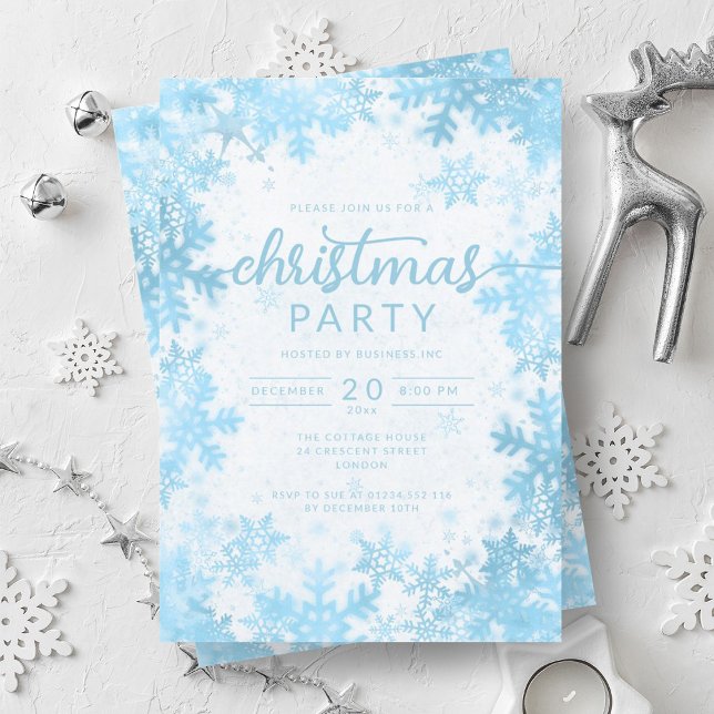 Convite Natal Exclusivo da Turquesa Flocos de Neve (Exclusive Turquoise Snowflakes Company Christmas Invitation)