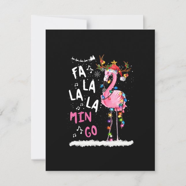 Convite Natal - Fa-La-La-Mingo Flamingo Com Natal (Frente)