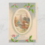 Convite Natal feliz<br><div class="desc">Vintage imagem de um cartão postal de Natal coberto de neve!</div>