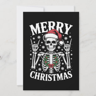 Convite Natal Feliz Esqueleto Chapéu do Papai Noel Pedra S