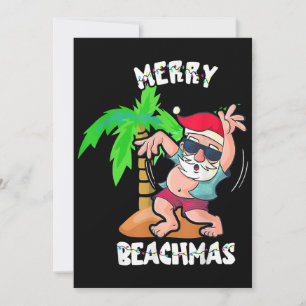 Convite Natal Feliz na Praia em Julho Funny Santa Xmas Poo
