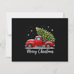 Convite Natal Feliz Natal Caminhão Vermelho Árvore Homens