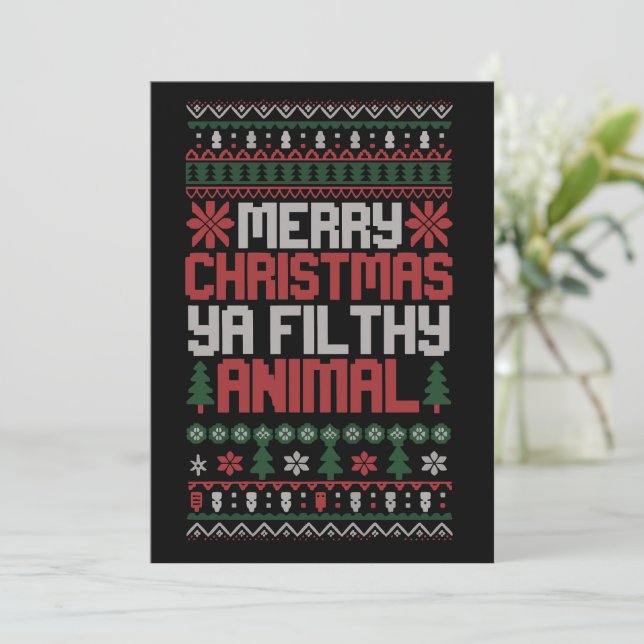 Convite Natal Feliz Xmas Ya Animal Imundo Meme Feio  (Em pé/Frente)