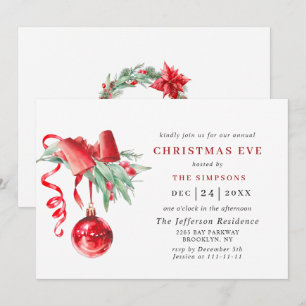 Convite NATAL Feriado de Ornamento de Aquarelas EVE
