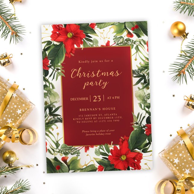 Convite Natal Festa Greenery (Christmas Party Holiday Greenery Invitation)