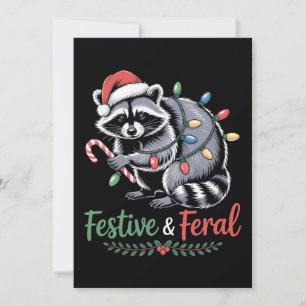 Convite Natal Festivo E Feral Guaxinim Bengala De Açúcar