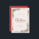 Convite Natal Festivo Vermelho e Verde<br><div class="desc">Elegante,  vermelho festivo e verde,  convite jante de Natal floral. Texto personalizável em vermelho e verde</div>