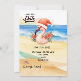 Convite Natal Flamingo Santa Claus em julho