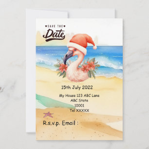 Convite Natal Flamingo Santa Claus em julho