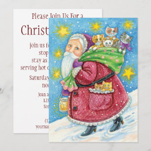 Convite Natal fofo, Papai Noel com Gatinhos e Gatos!