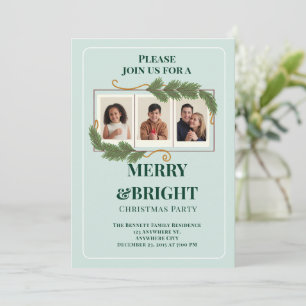 Convite Natal Foto Família Moderno Verde Escuro