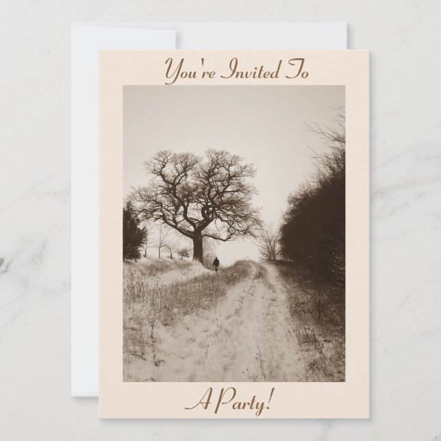 Convite natal fotográfico de neve de inverno (Frente)