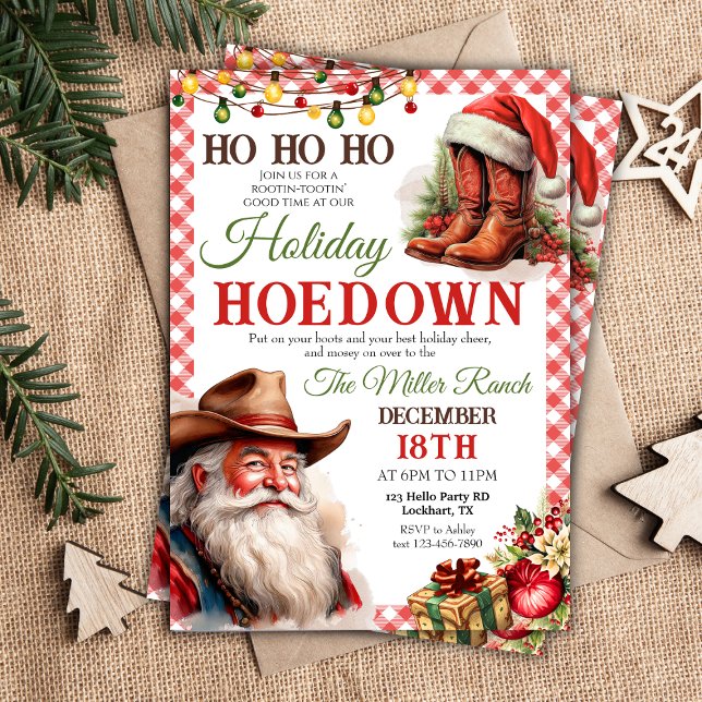 Convite Natal Hoedown Western Holiday Xmas (Criador carregado)