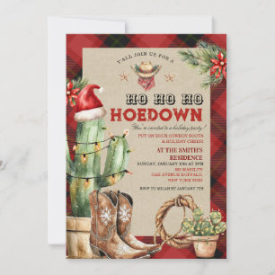 Convite Natal Holiday Hoedown Cowboy Ocidental