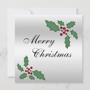 Convite Natal Holly & Berries - Duplo Lado