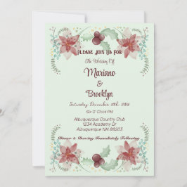 Convite Natal Holly Berry Botânica Greenery Evergreen