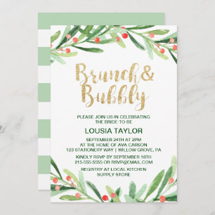Convite Natal Holly Wreath Brunch e Bubble